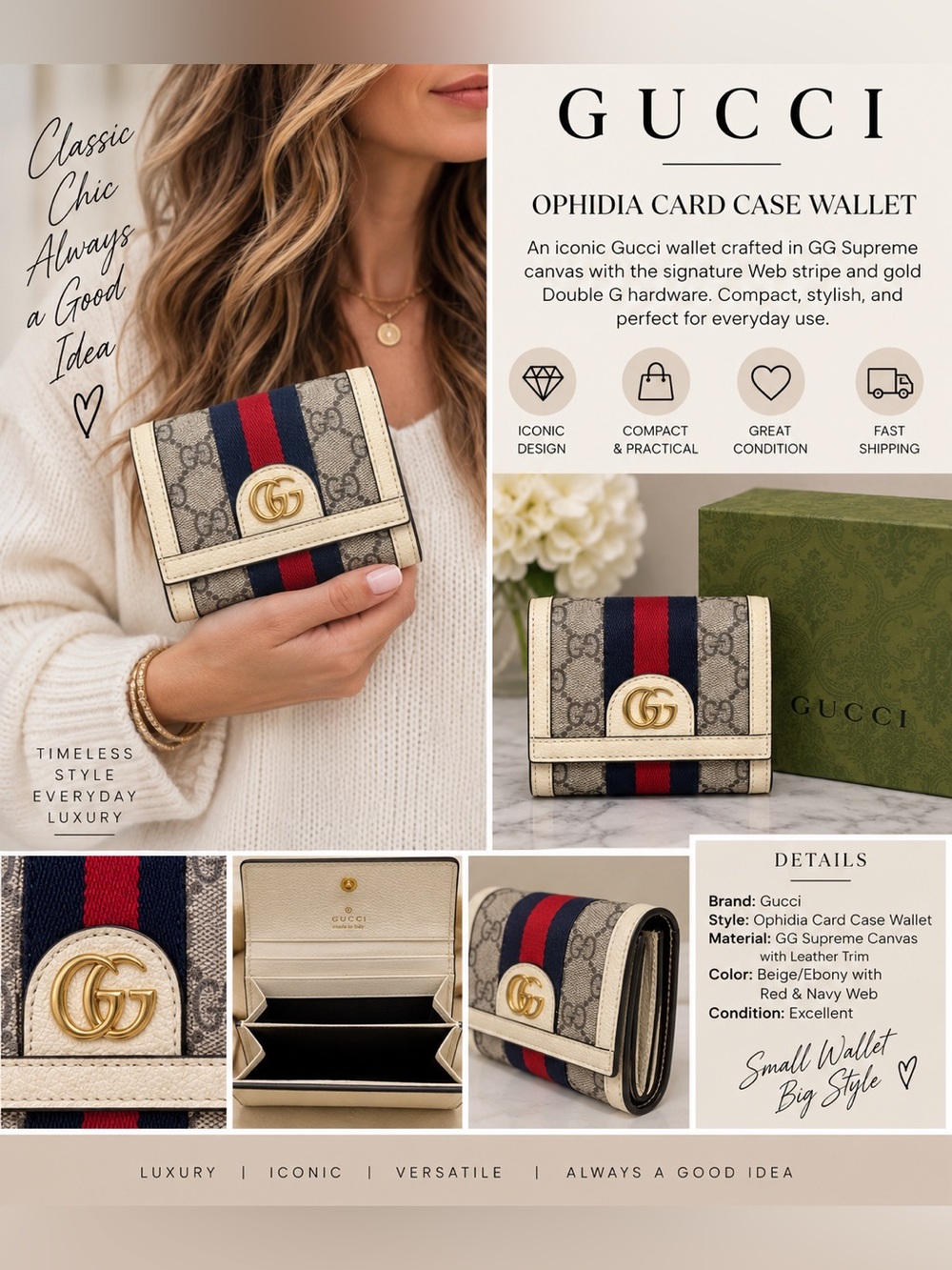 Gucci Ophidia Card Case Wallet - Picture 2 of 13